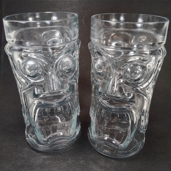 Set of 2 Anchor Hocking Drinking GLASSES Screaming Tiki 16 oz - Picture 12 of 12